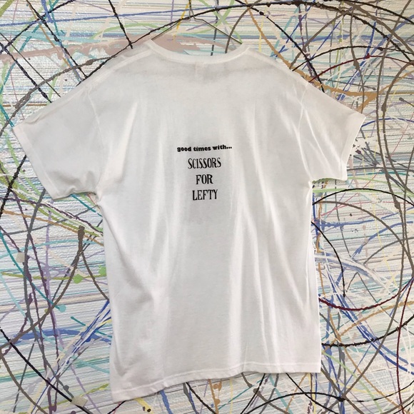 Scissors For Lefty white cotton graphic band tee - Picture 5 of 8
